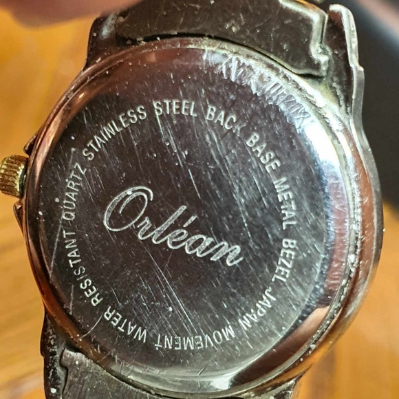 🦋10/$20🦋 Orlean Silver/Goldtone/Blue Stainless Steel Women's Watch w/Date - Picture 4 of 4